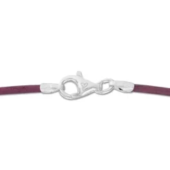 Kinderketten|Elfen Schmuck Lederband bordeauxviolett 38 cm mit 925 Silber Verschluss