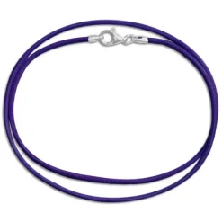 Kinderketten|Elfen Schmuck Lederband dunkel lila 38 cm mit 925 Silber Verschluss