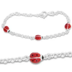 Kinderarmbänder|Weitere Armbänder|Elfen Schmuck Marienkäfer Armband für Kinder 925 Silber 15 cm